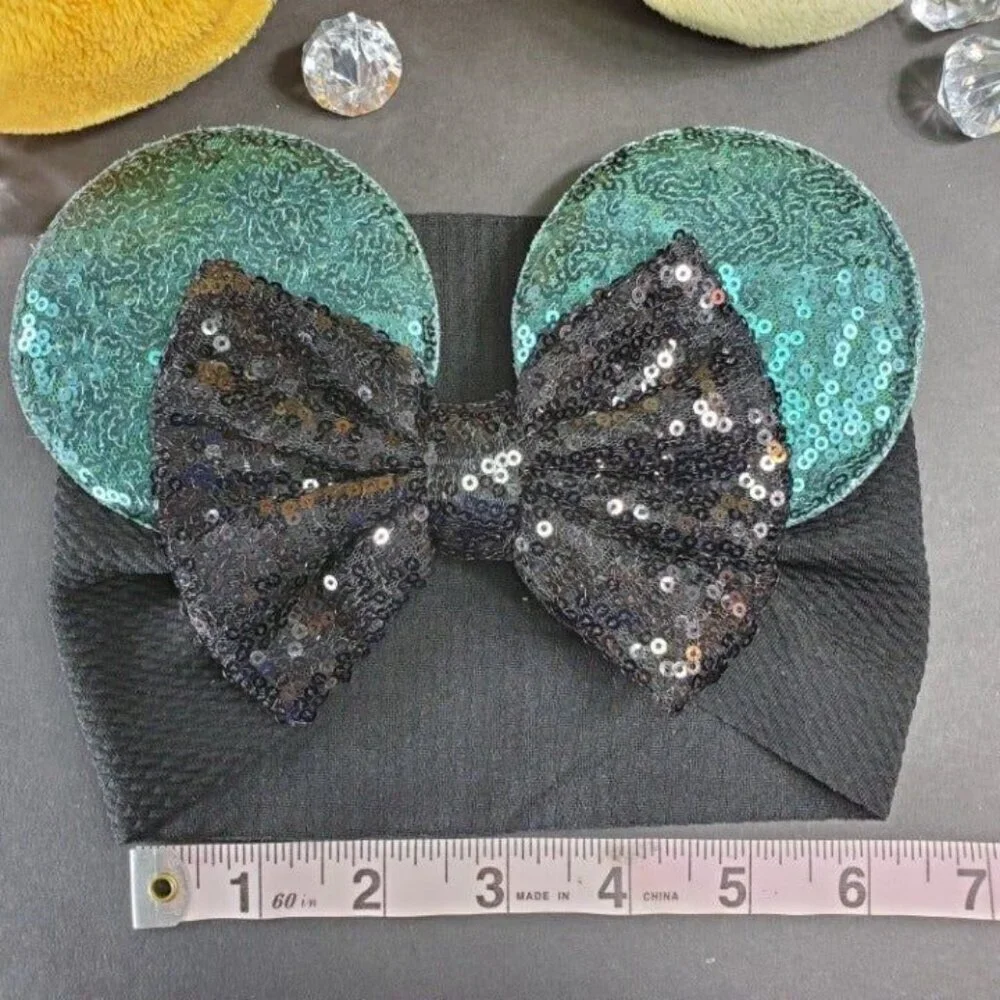 Minnie Mouse Ears Headband Hair Turban Sequins Hair Bow Spa Head Wrap Hair Care